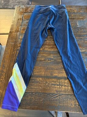 Tory Sport Navy Athletic Leggings with Rainbow Accent